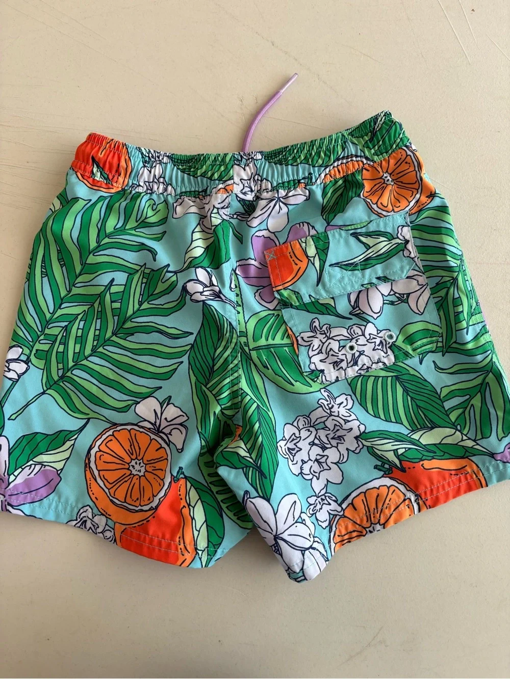 Vineyard Vines Aqua Tropical Orange & Green Floral Swim Shorts